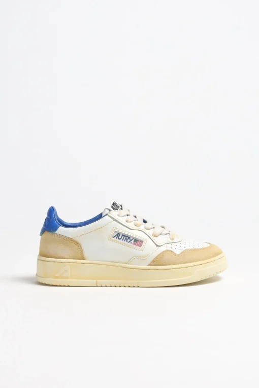 Femme Autry Baskets Super Vintage En Jaune/Blanc/Bleu
