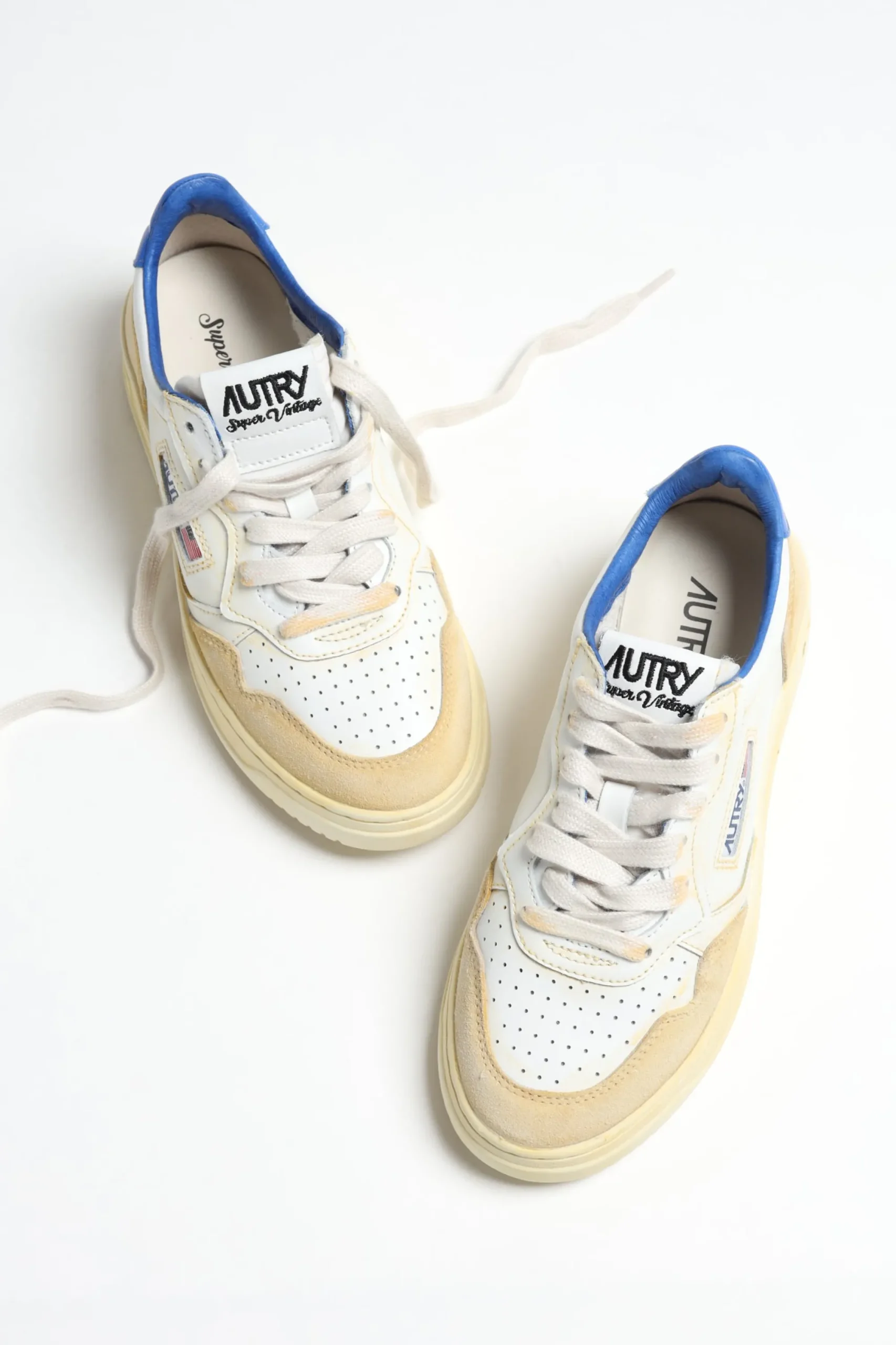 Femme Autry Baskets Super Vintage En Jaune/Blanc/Bleu