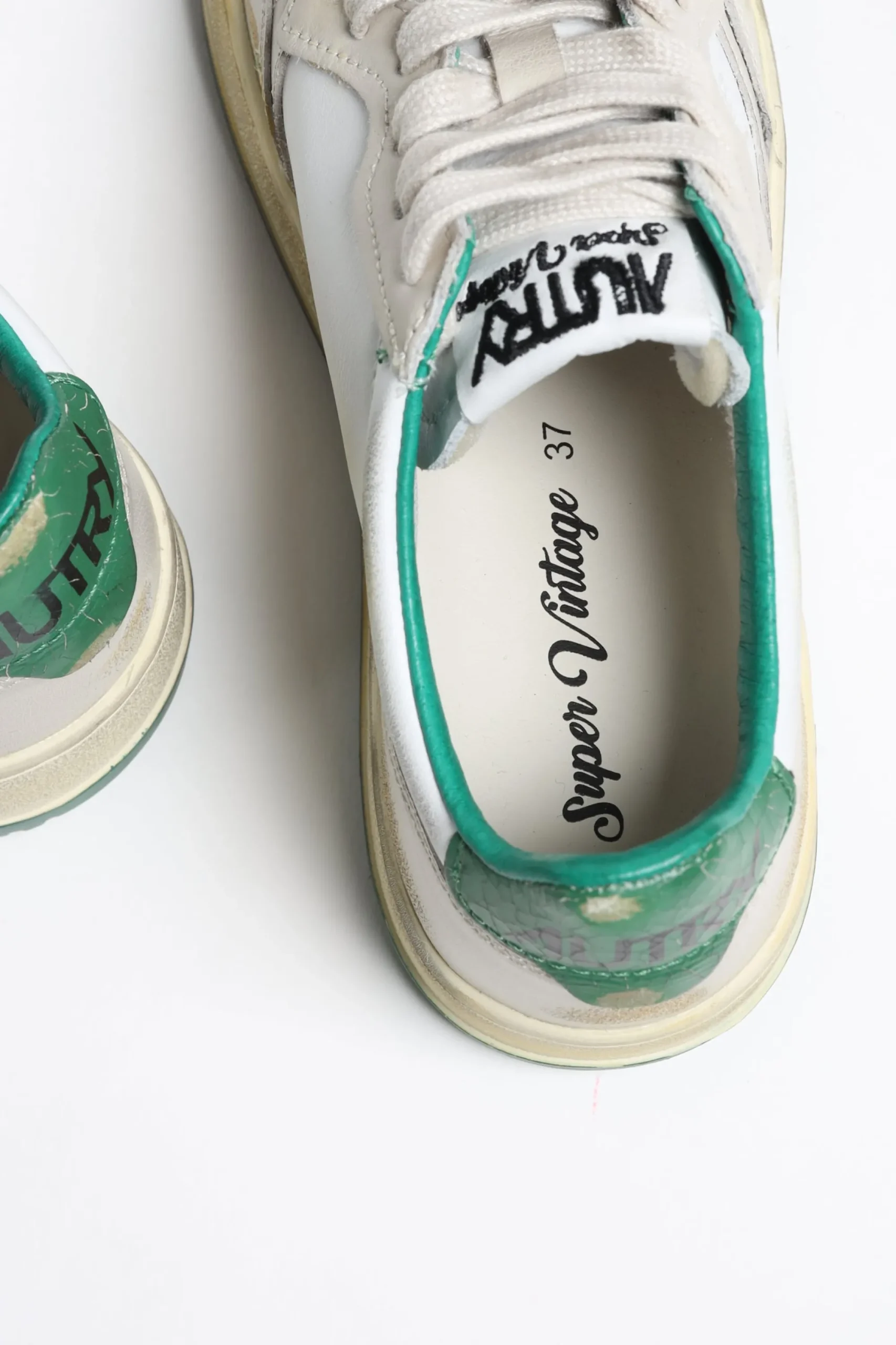 Femme Autry Baskets Super Vintage En Ivoire/Vert