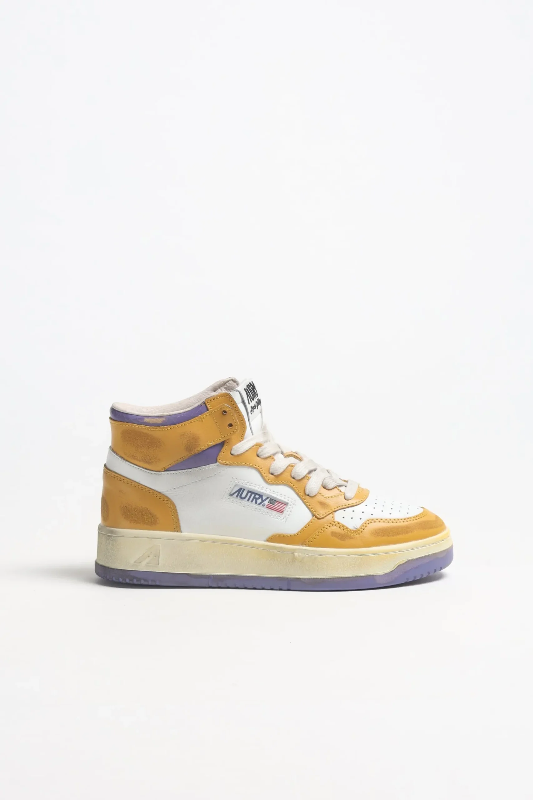 Femme Autry Baskets Super Vintage Mid En Jaune/Violet