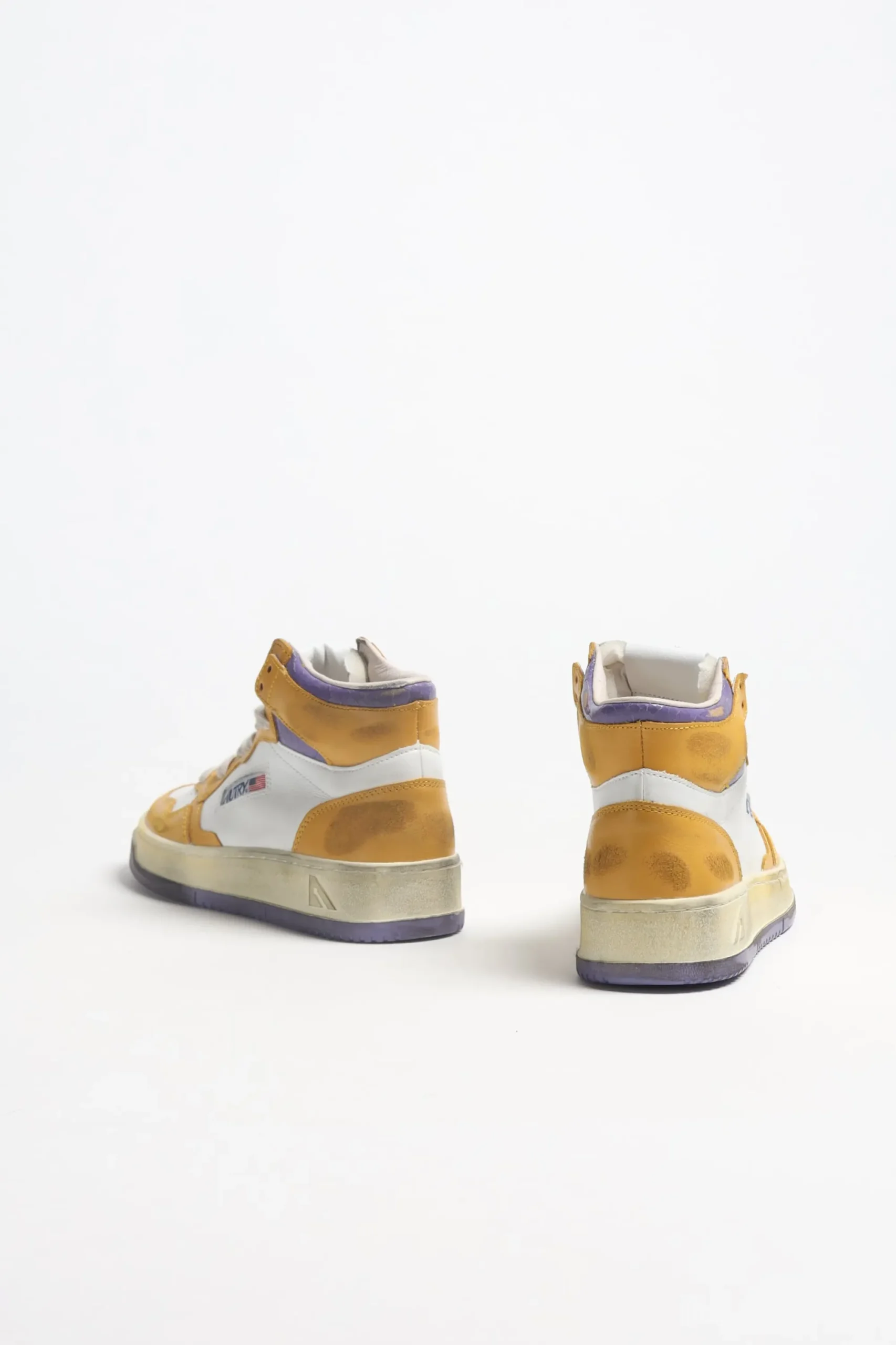 Femme Autry Baskets Super Vintage Mid En Jaune/Violet