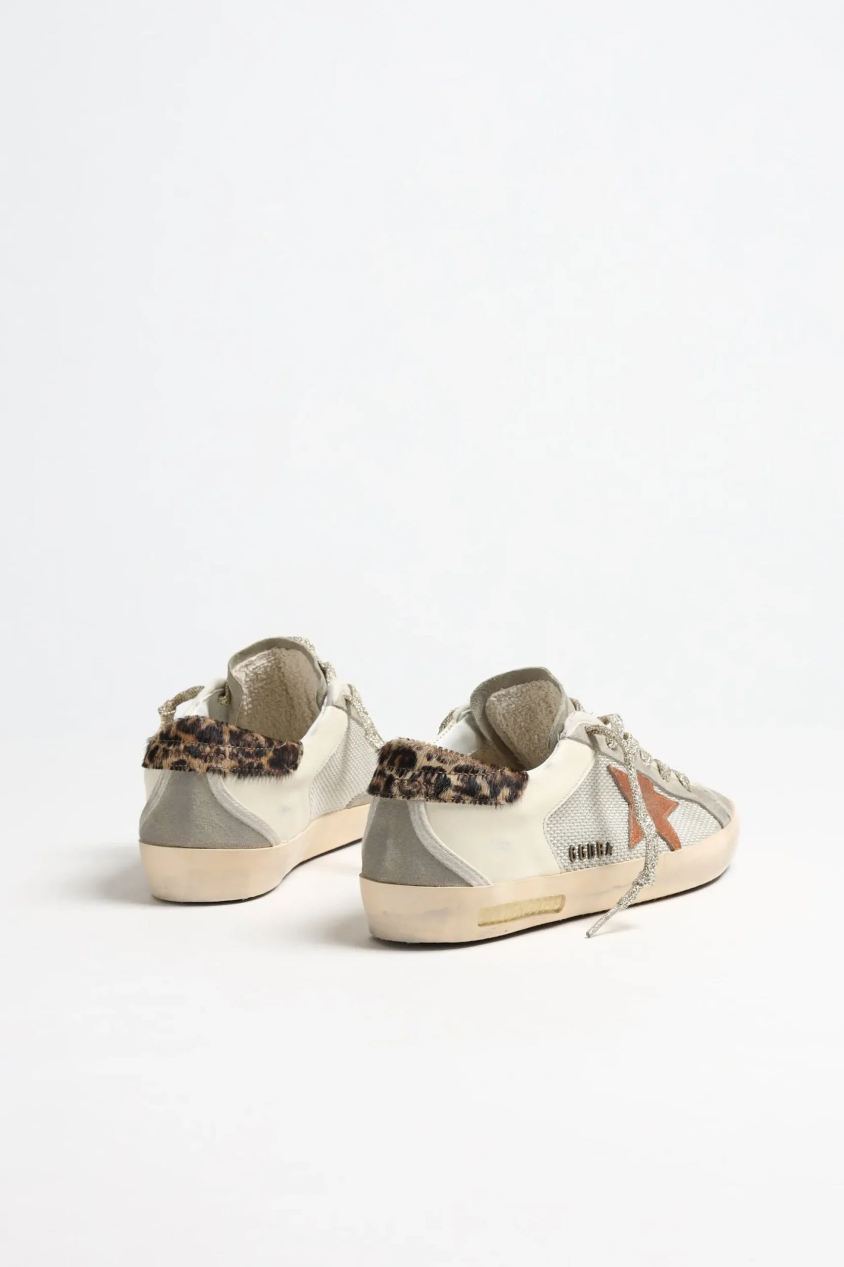 Femme Golden Goose Baskets Superstar En Ecru/Marron/Leopard