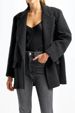 Femme Giuseppe Di Morabito Blazer Allover Rhinestone En Noir