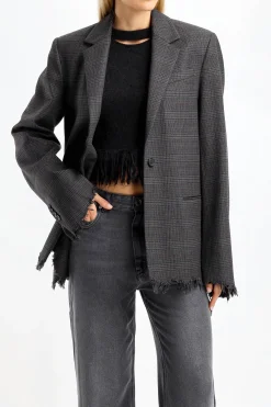 Femme JW Anderson Blazer Distressed En Gris