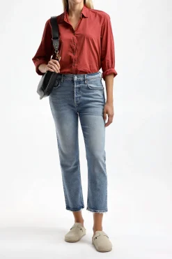 Femme Xirena Blouse Beau In Brick Red