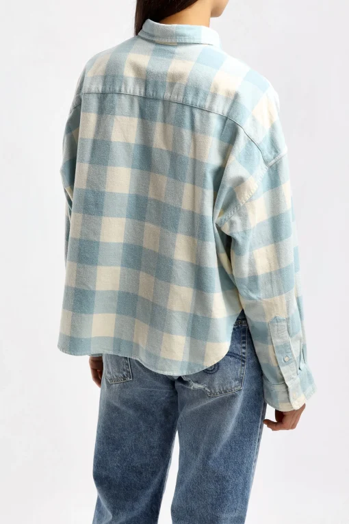Femme Denimist Blouse Button Front En Bleu/Ecru