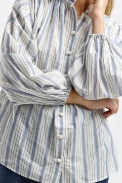 Femme Zimmermann Blouse Chintz Billow En Bleu/Blanc