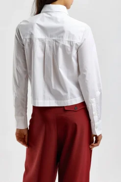 Femme Closed Blouse Cropped En Blanc