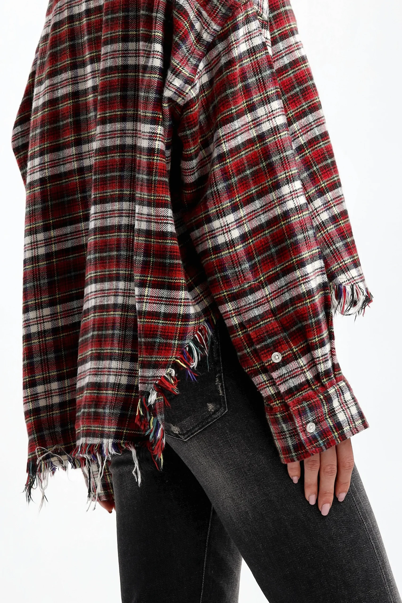 Femme R13 Blouse Drop Neck En Rouge/Ecru