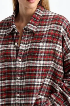 Femme R13 Blouse Drop Neck En Rouge/Ecru