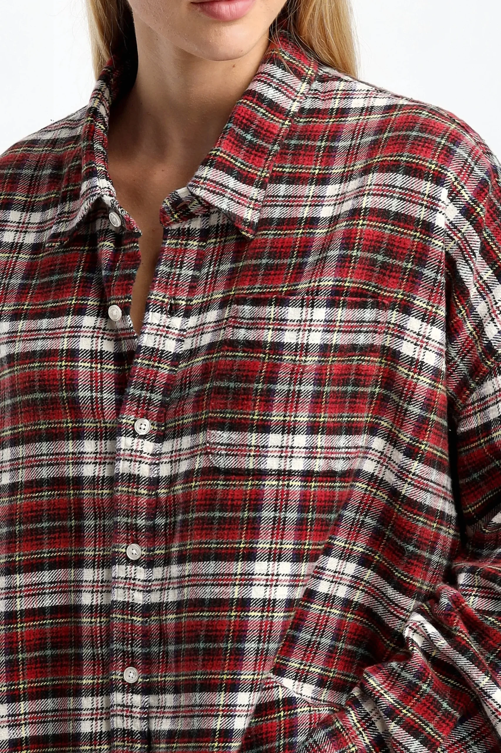 Femme R13 Blouse Drop Neck En Rouge/Ecru