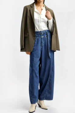 Femme Closed Blouse Fitted En Ivoire