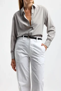 Femme Nili Lotan Blouse Julien En Gris Tempete