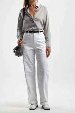 Femme Nili Lotan Blouse Julien En Gris Tempete