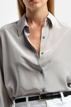 Femme Nili Lotan Blouse Julien En Gris Tempete