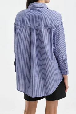 Femme Anine Bing Blouse Mika En Bleu/Blanc