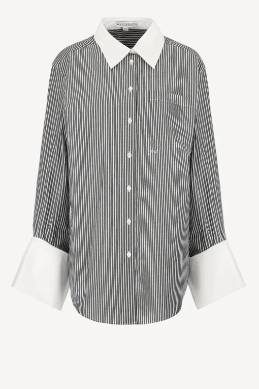 Femme JW Anderson Blouse Oversized En Charcoal/Blanc