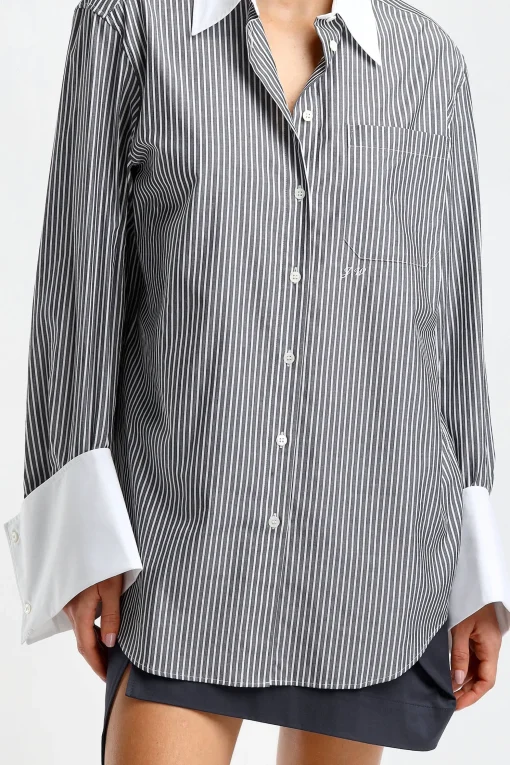 Femme JW Anderson Blouse Oversized En Charcoal/Blanc