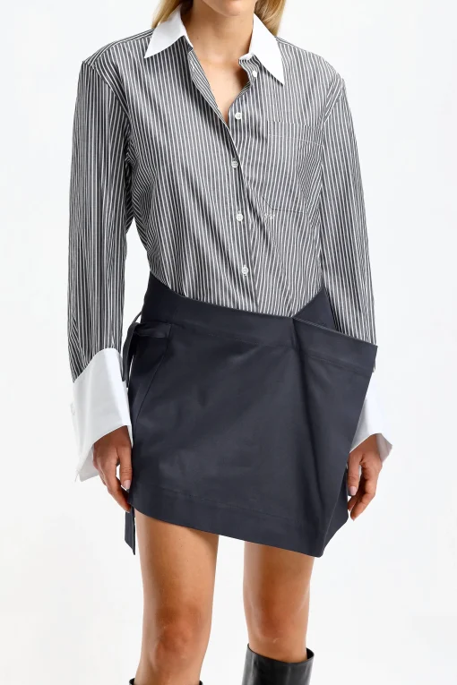 Femme JW Anderson Blouse Oversized En Charcoal/Blanc
