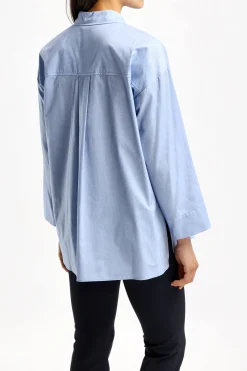 Femme S Max Mara Blouse Sylvie Oxford En Bleu Azur