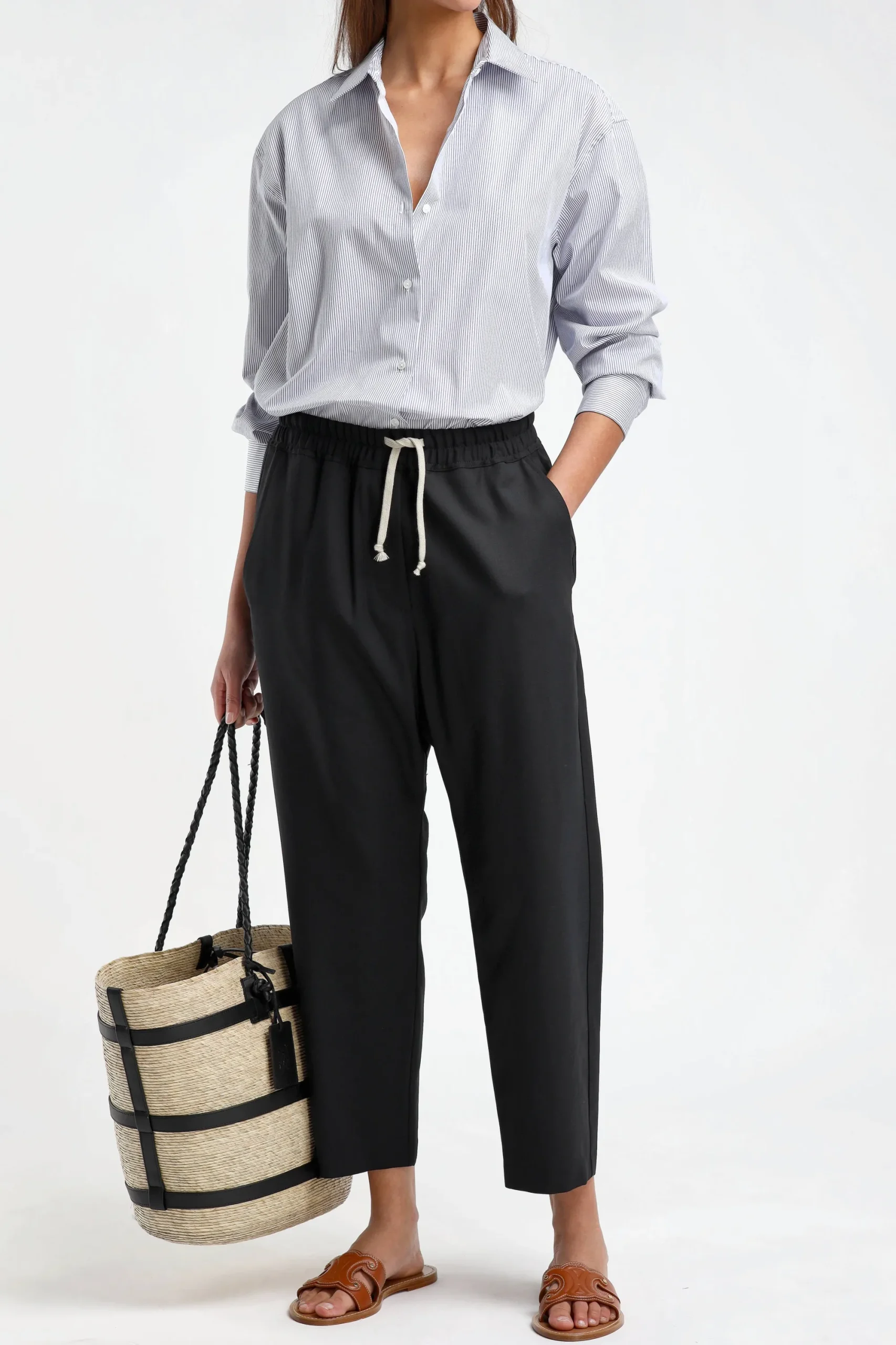 Femme Nili Lotan Blouse Yorke En Blanc/Bleu Marine