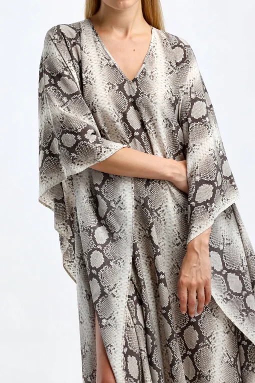 Femme Michael Kors Collection Caftan Python En Taupe