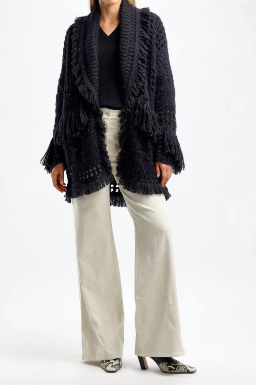 Femme Alanui Cardigan Astral En Bleu Nuit