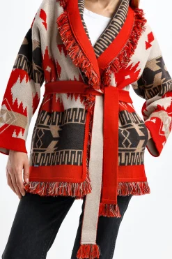 Femme Alanui Cardigan Icon Jacquard En Feu De Sable