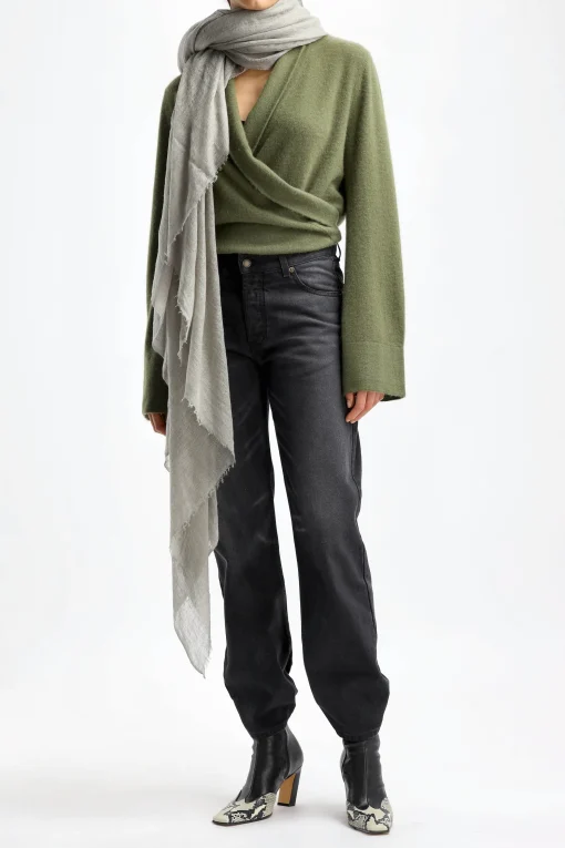 Femme Frenckenberger Cardigan Short Cross En Vert
