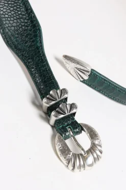 Femme Silver Ostrich Ceinture Versailles Ostrich En Vert
