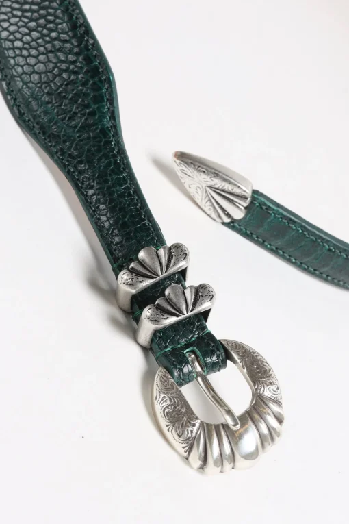 Femme Silver Ostrich Ceinture Versailles Ostrich En Vert