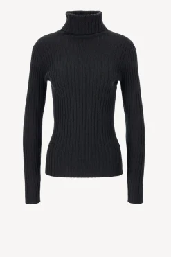 Femme Allude Fin Pull A Col Roule Noir