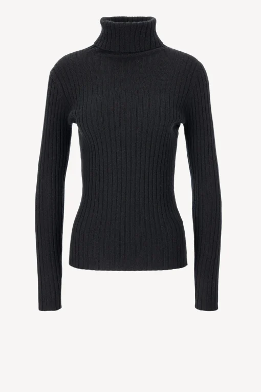 Femme Allude Fin Pull A Col Roule Noir