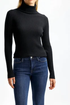 Femme Allude Fin Pull A Col Roule Noir