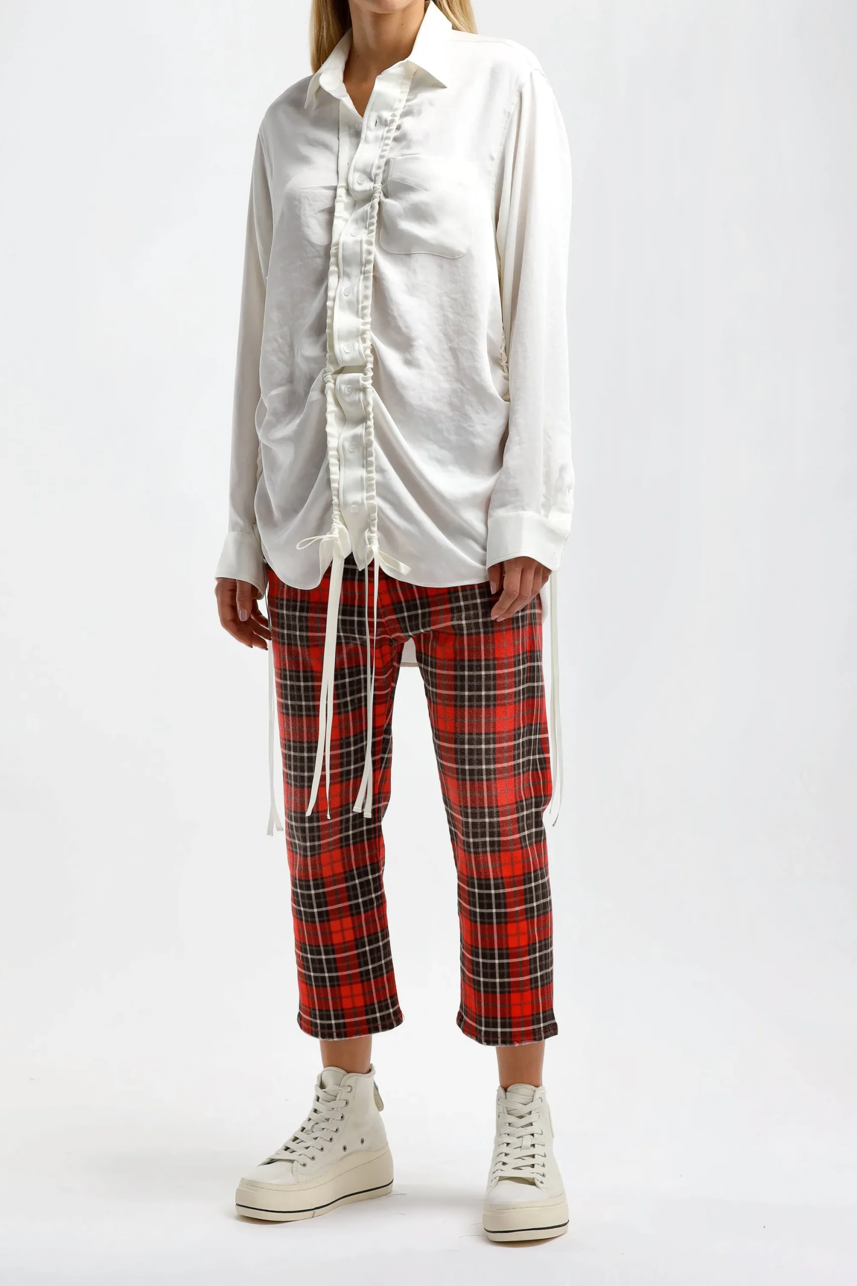 Femme R13 Jeans Tailored Drop En Red Plaid
