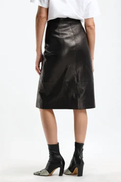 Femme Khaite Jupe En Cuir Fraser En Noir