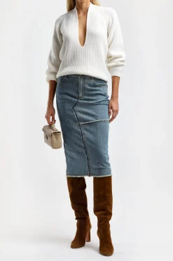 Femme Tom Ford Jupe En Jean Midi En Hydrangea
