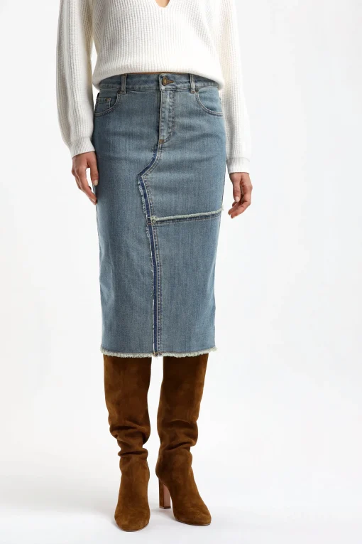 Femme Tom Ford Jupe En Jean Midi En Hydrangea