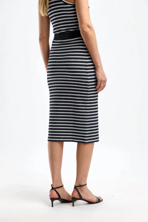 Femme Dorothee Schumacher Jupe Endless Dans Navy/Silver