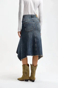 Femme Isabel Marant Jupe Nyda En Bleu Fonce