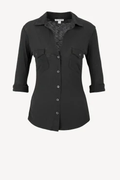 Femme James Perse Manchon Long Contrast Panel En Carbone