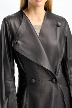 Femme by Malene Birger Manteau En Cuir Sirrena En Noir