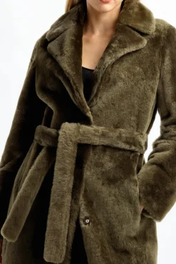 Femme Yves Salomon Manteau En Peau D'Agneau Classique A Olivier