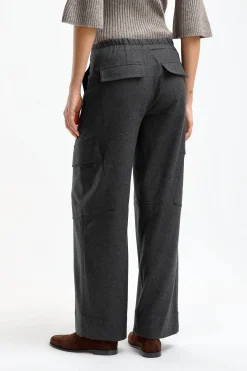 Femme Vince Pantalon Flannel Wide In Charcoal