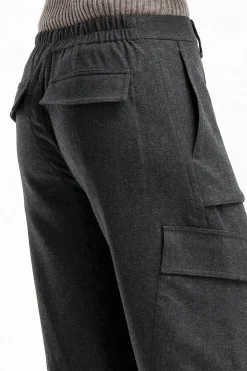 Femme Vince Pantalon Flannel Wide In Charcoal