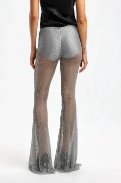 Femme Giuseppe Di Morabito Pantalon Mesh Rhinestone En Argent