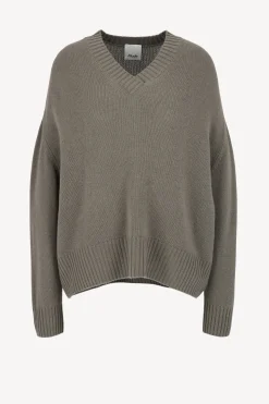 Femme Allude Pull A Col En V Taupe