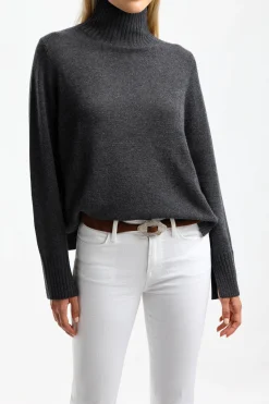 Femme Allude Pull A Col Roule Gris Fonce