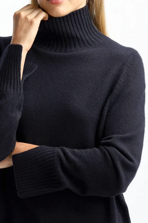 Femme Allude Pull A Col Roule Noir