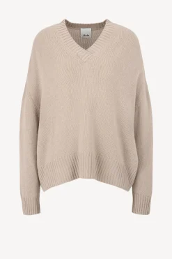 Femme Allude Pull Beige Avec Col En V